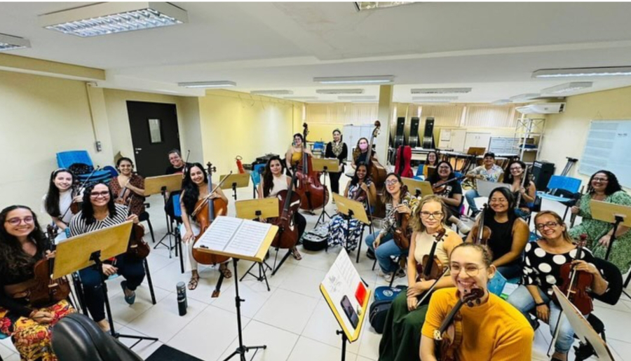 A Orquestra Filarmônica MultiArte da Amazônia durante ensaio para o concerto do dia 5 [Divulgação]