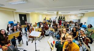 A Orquestra Filarmônica MultiArte da Amazônia durante ensaio para o concerto do dia 5 [Divulgação]