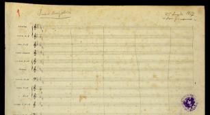 Primeira página do manuscrito de 'Suor Angelica', de Puccini [Reprodução/Archivo Ricordi]