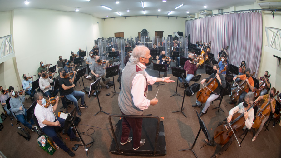 Orquestra Petrobras Sinfônica durante ensaio no começo da semana [Divulgação/ Bruno dos Santos]