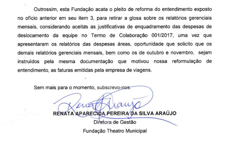 Ofício da Fundação Theatro Municipal