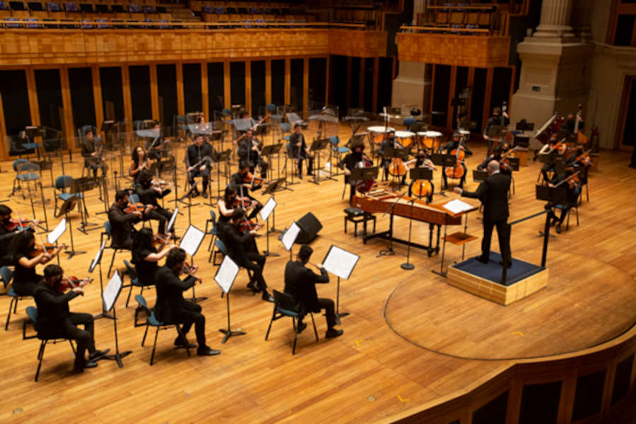 Orquestra Jovem do Estado durante concerto na Sala São Paulo [Divulgação/Heloísa Bortz]