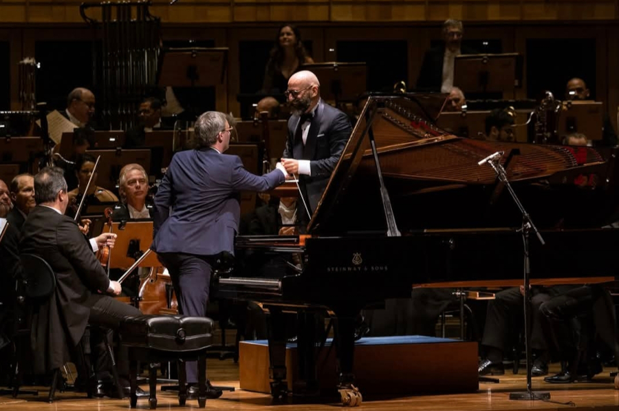 Jean-Frédéric Neuberger e Pierre Bleuse durante concerto com a Osesp [Divulgação]