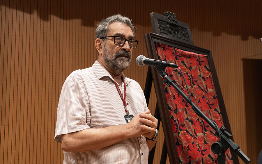 Antonio Hohlfeldt, presidente da Fundação Theatro São Pedro, no ‘Ópera em pauta’ realizado em outubro (divulgação, Vitoria Proença)