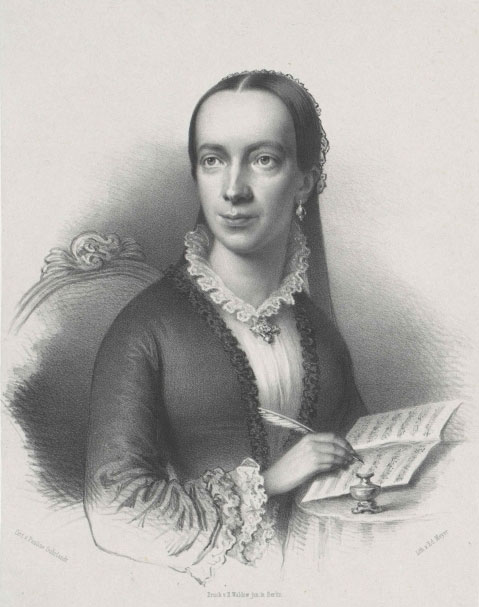 Emilie Mayer, em litografia feita em cerca de 1900 a partir de um desenho de Pauline Suhrlandt (wikimedia commons)