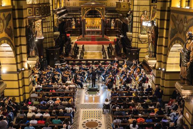 Apresentação da Orquestra Sinfônica Brasileira no Mosteiro São Bento em 2025 (divulgação)