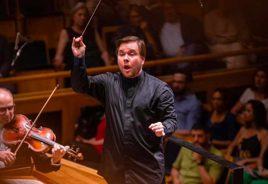 Lehninger durante o concerto com a Osesp [Divulgação]