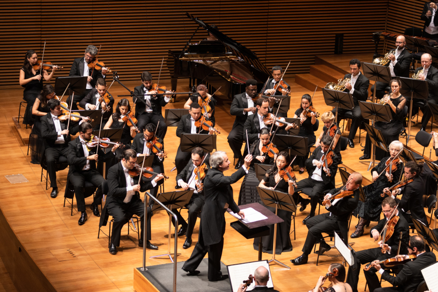 A Orquestra Filarmônica de Minas Gerais durante concerto na Sala São Paulo [Divulgação/Rafael Motta]