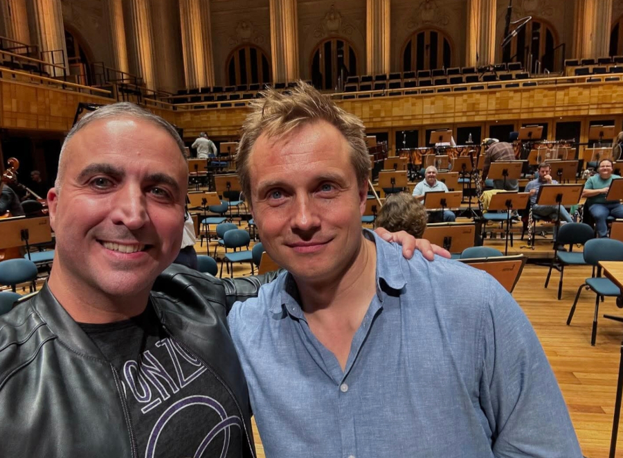 Felipe Lara e Vasily Petrenko após ensaio com a Osesp na Sala São Paulo [Reprodução/Facebook/FelipeLara]