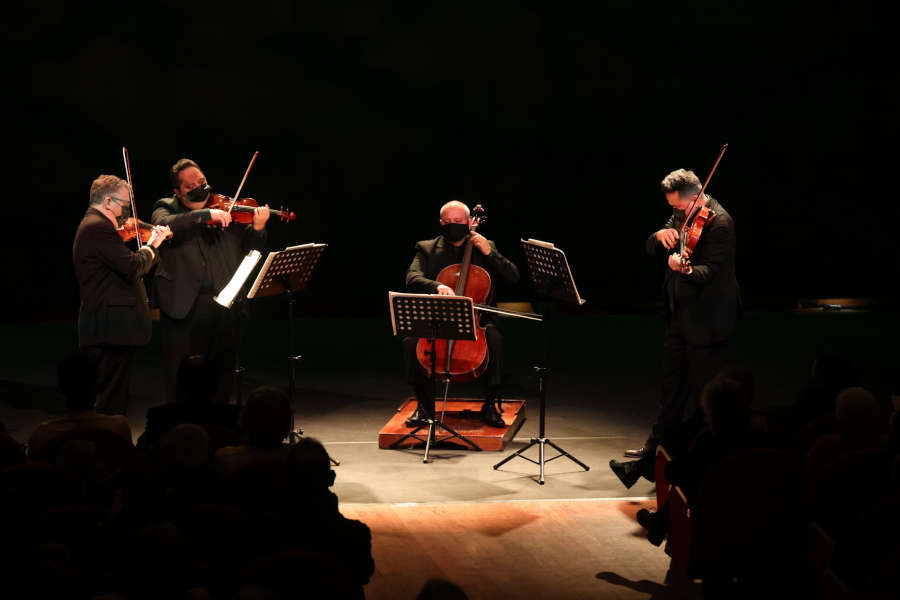 O Quarteto Osesp durante apresentação no Teatro Borgna [Divulgação]
