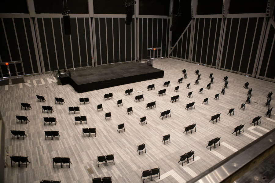 Um dos palcos do The Shed, centro cultural que vai abrigar concerto da Filarmônica de Nova York em abril [Divulgação]