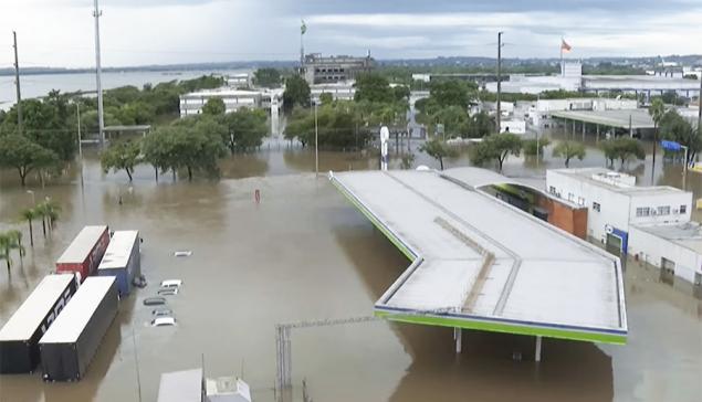 Revista Concerto Imagem de Porto Alegre inundada feita no dia 5 de maio (reprodução YouTube)