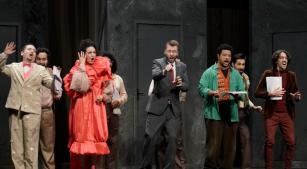 Cena de 'Viva la mamma', de Donizetti, no Theatro São Pedro [Divulgação/Heloisa Bortz]