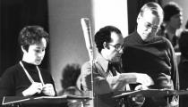 Edith Mathis, Aldo Baldin e Dietrich Fischer-Dieskau durante gravação de 'A Criação', de Haydn, com Sir Neville Marriner [Divulgação]