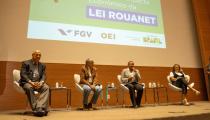 Luiz Carlos Duque, Henilton Menezes, Margareth Menezes e Jane Diehl no evento da FGV (divulgação, Tarcísio Boquady, MinC)